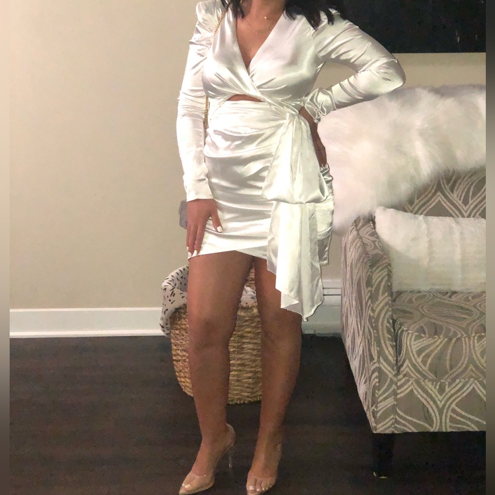 Akira ivory satin dress like new